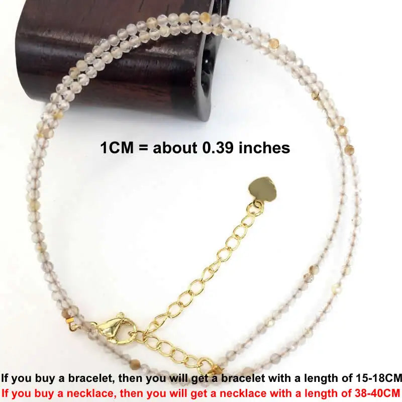 Faceted Gemstone Bead Choker Necklace and Bracelet Set | Natural Stone Jewelry for Men and Women