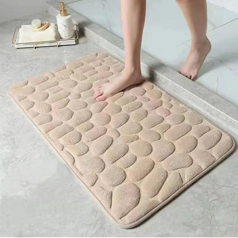 Cobblestone 3D Bath Mat | Non Slip Absorbent Quick Dry Bathroom Rug