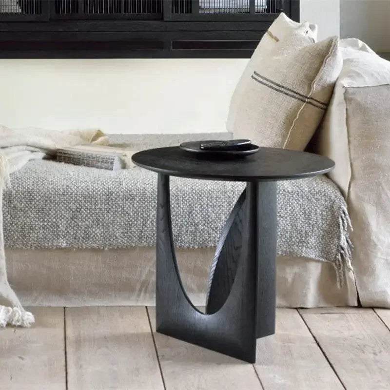 DecorBites™ Circular Walnut Wood Coffee Table for Living Room with Solid Nordic Design