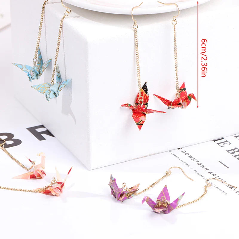 Origami Crane Earrings | Handcrafted Paper Bird Jewelry