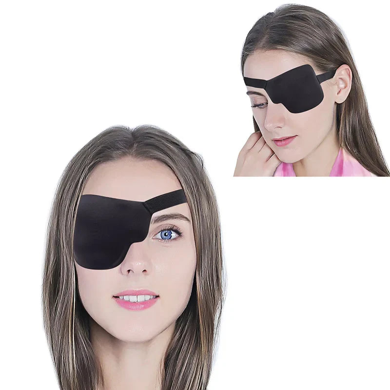 Black Single Eyepatch Blindfold | Adjustable Eye Mask for Sleeping, Amblyopia, and Costume Props