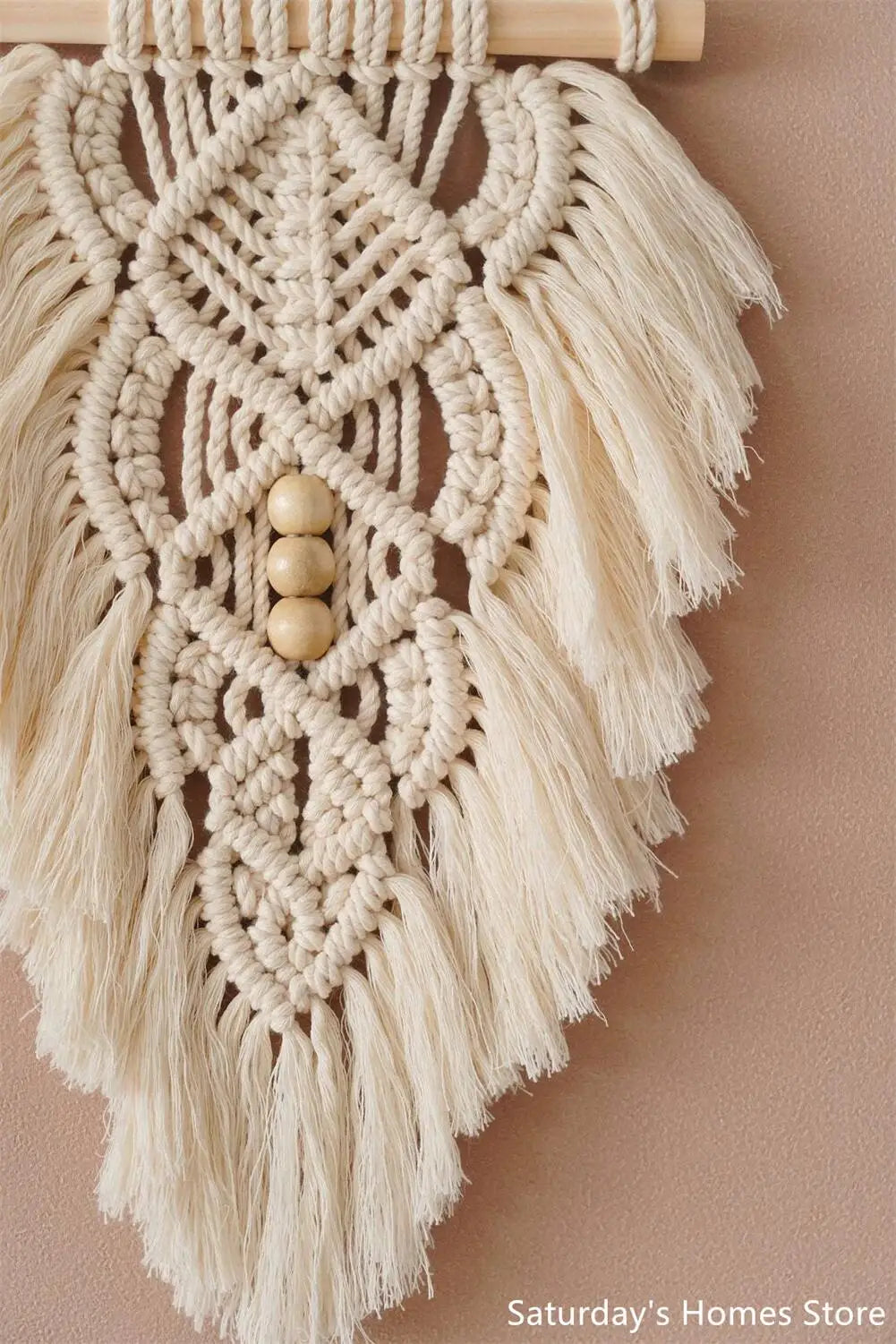 DecorBites™ Handmade Macrame Leaf Hanging Tapestry Wall Decoration Mini Tapestry with Wood Stick