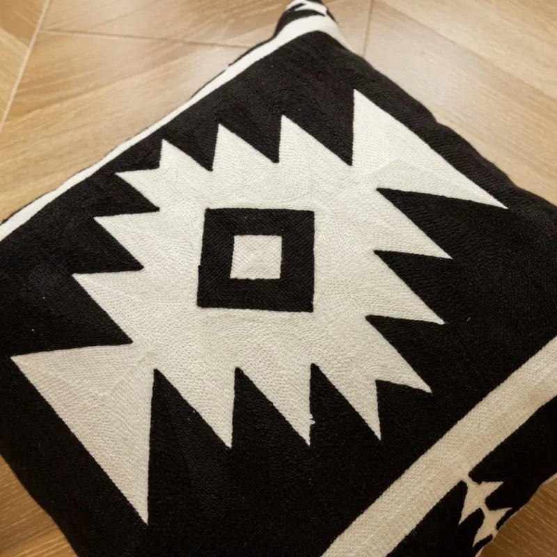 DecorBites™ Geometric Embroidered Cushion Cover - Elegant Home Sofa Decoration