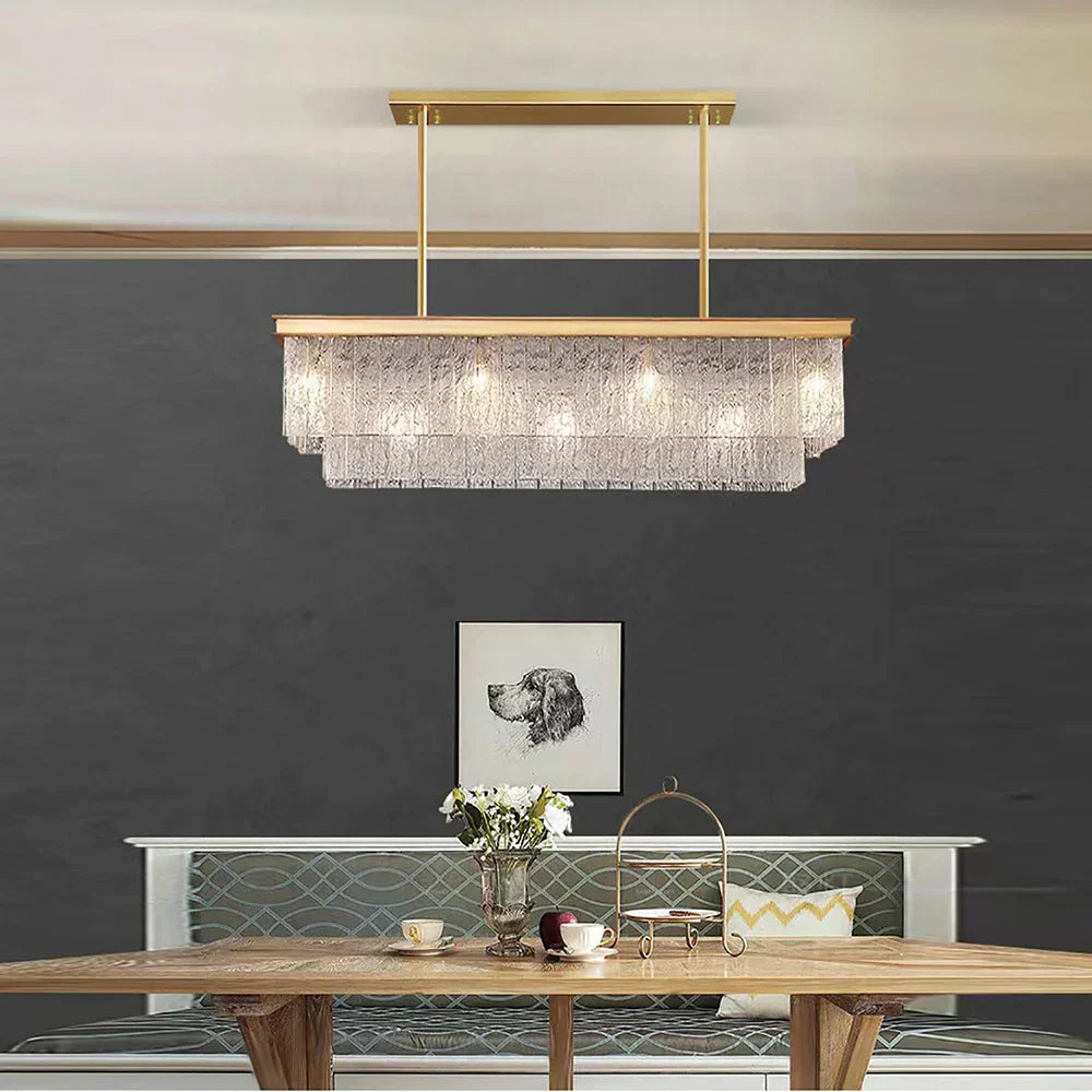 DecorBites™ Crystal LED Chandelier: Minimalist Luxury Lighting for Dinning Table