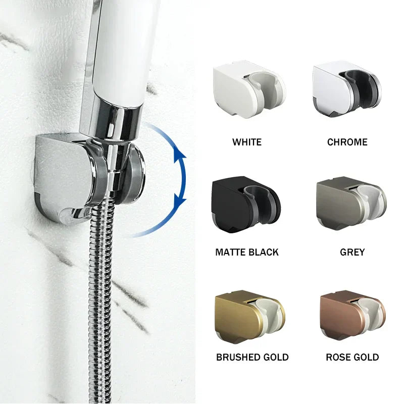 DecorBites™ Adjustable Shower Head Holder Wall Mount for Bathroom • White ABS Fixture Base