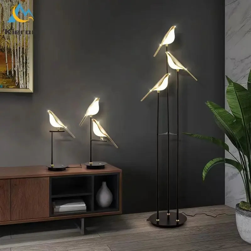 DecorBites™ Crow LED Floor Lamp - Nordic Minimalist Magpie Bird Table Light