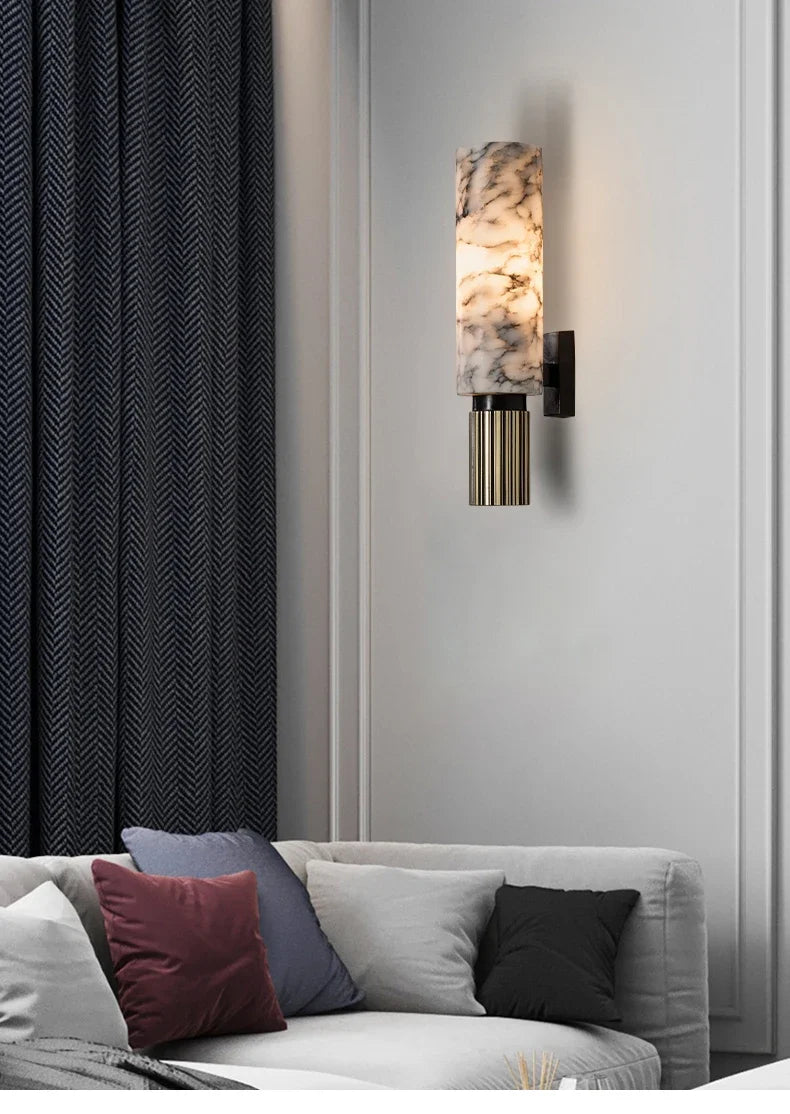 DecorBites™ Copper Alabaster Wall Lamp: Post-Modern High-End Bedroom Lighting