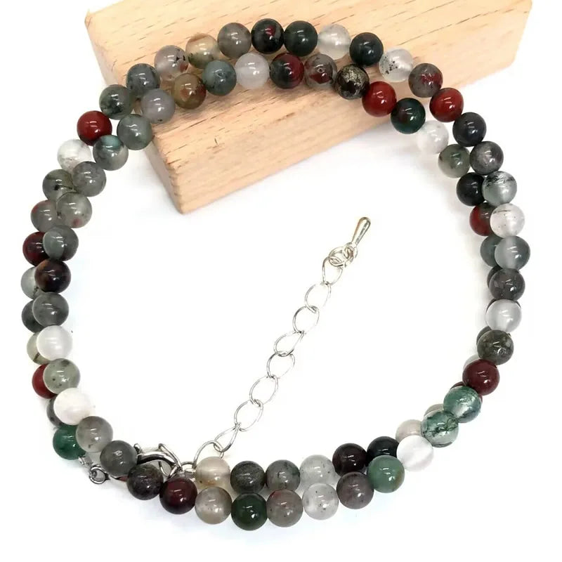2025 Natural Stone Crystal Choker Necklace | 4mm Bohemian Adjustable Choker