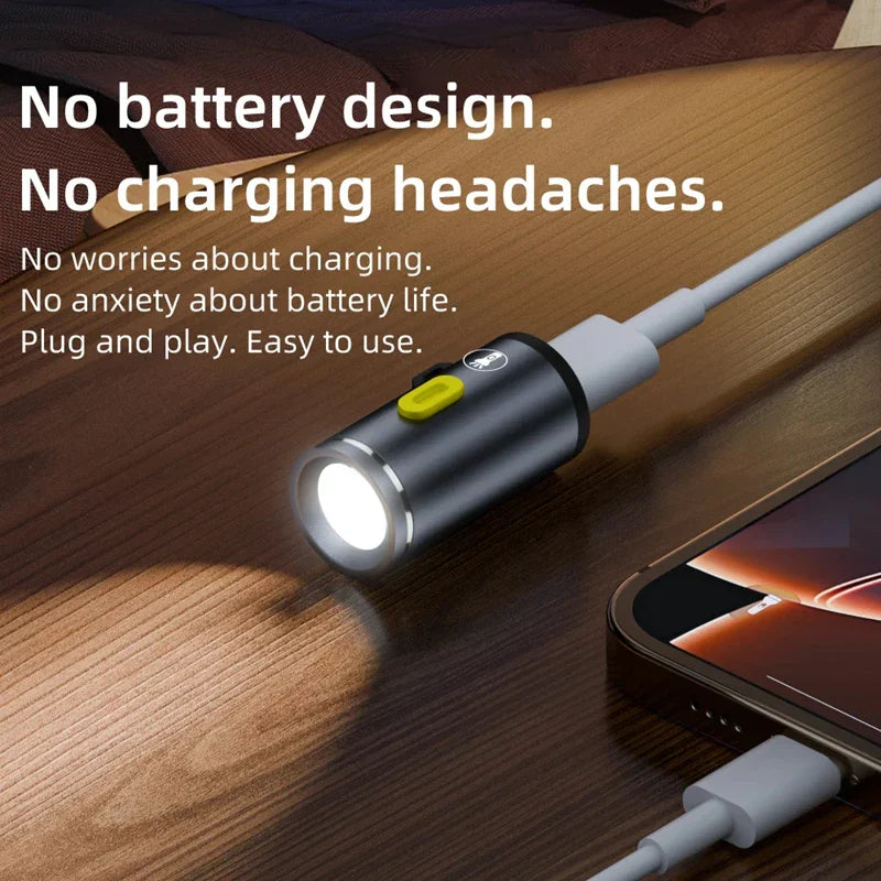 Mini High Brightness LED Flashlight | Type C Rechargeable Travel Torch