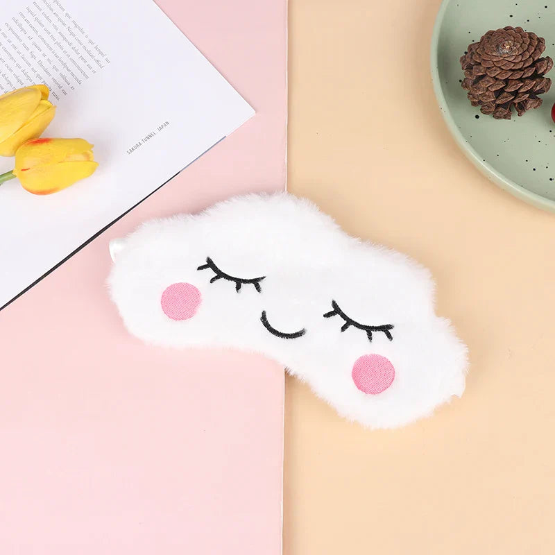 Plush Cute Grey Cat Sleep Mask | Light Blocking Eye Shade for Travel and Home