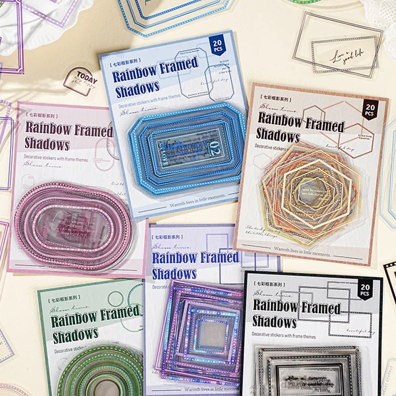 Rainbow Frame Stickers 3-Pack | Creative Multicolor Border Decor for DIY Projects