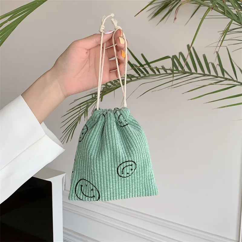 Corduroy Drawstring Pouch | Versatile Storage Bag for Jewelry, Cosmetics, and Small Essentials