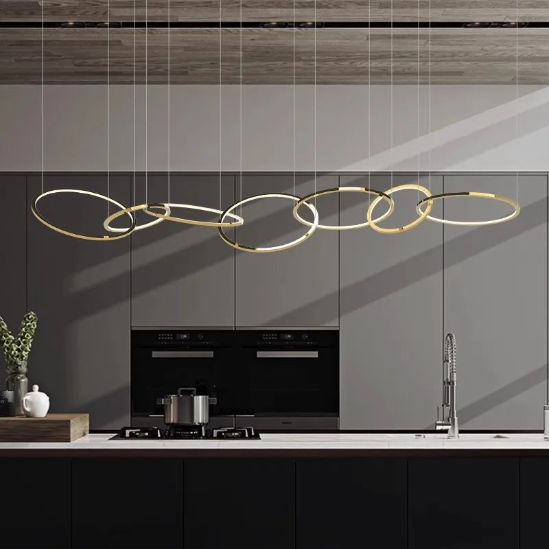 DecorBites™ Gold Round Ceiling Chandelier - Elegant Dining Room Hanging Lamp