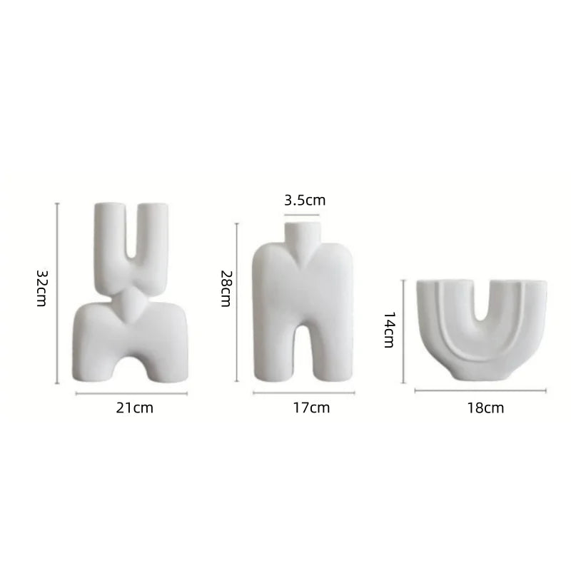 DecorBites™ Geometric Ceramic Vase | Irregular Ornaments | Room Decoration Accessories