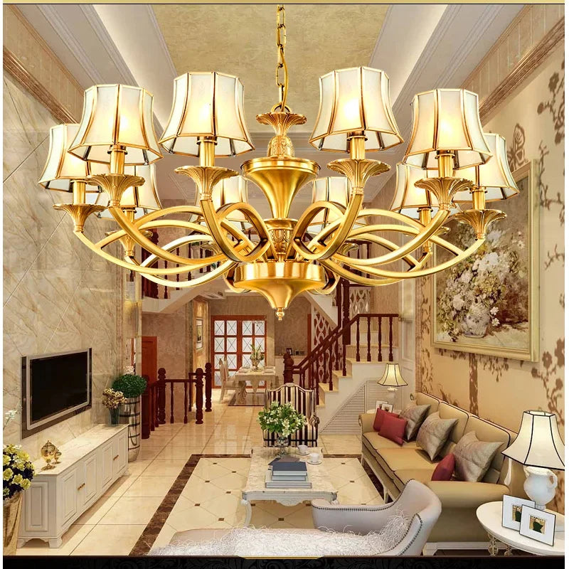 DecorBites™ Copper Villa Chandelier Retro Staircase Lighting Home Decor