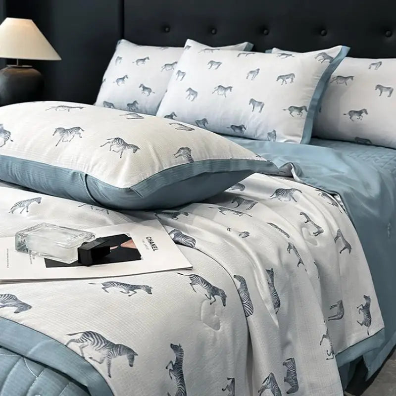 DecorBites™ Cool Silk Summer Quilt Set with Sheets & Pillowcases