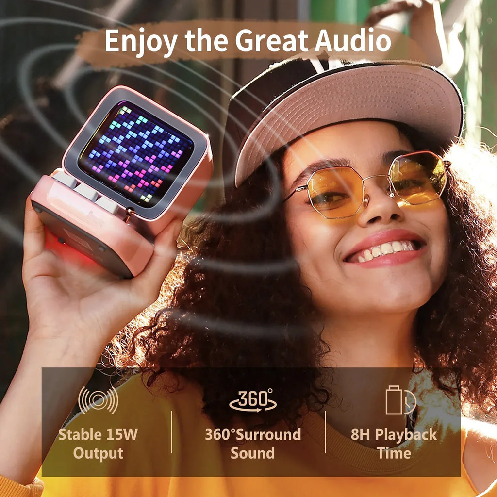 DecorBites™ Ditoo-Pro Retro Pixel Mini Speaker Pink
