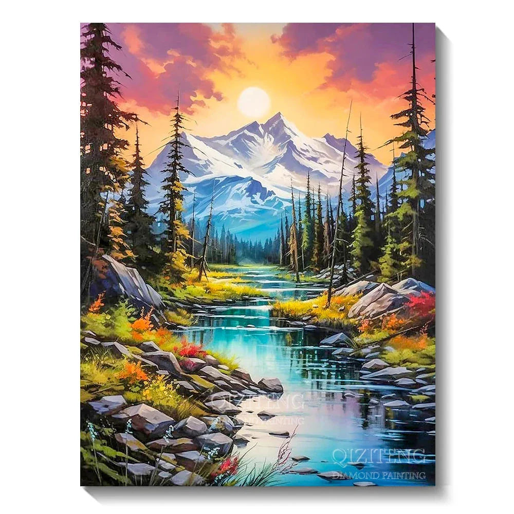 5D Diamond Painting Kit - Aurora Landscape Mosaic, Full Round Drill for DIY Home Decor
