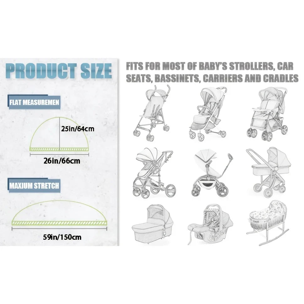 Full Face Baby Stroller Mosquito Net | Breathable Insect Proof Dust Cover