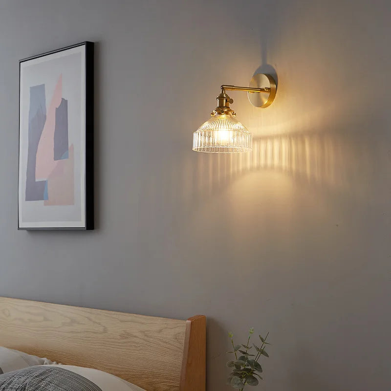 DecorBites™ Clear Glass LED Wall Light Copper Pull Chain Switch Modern Wandlamp