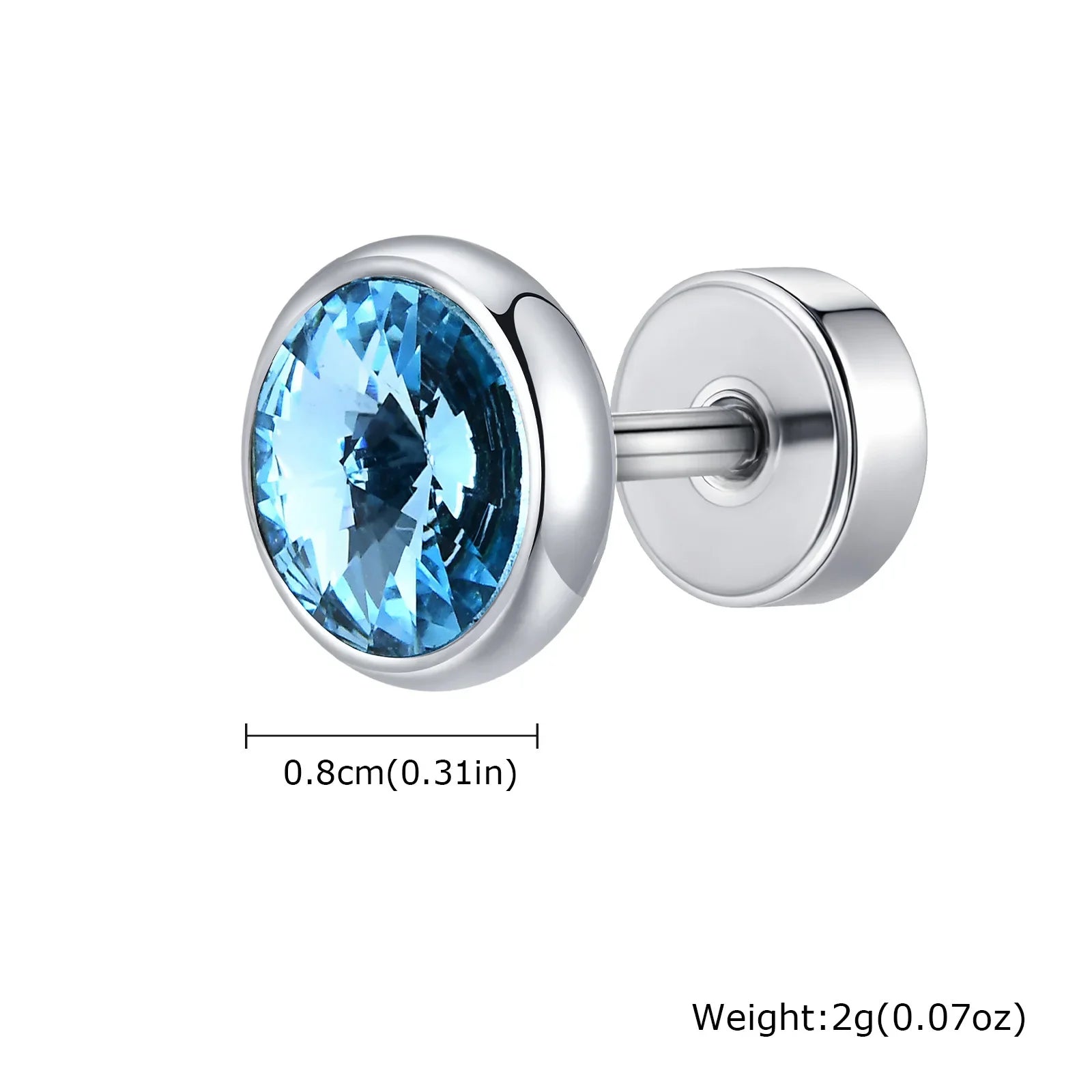 Stainless Steel Men’s Earrings | 8mm Multi-Faceted Screw Back Stud