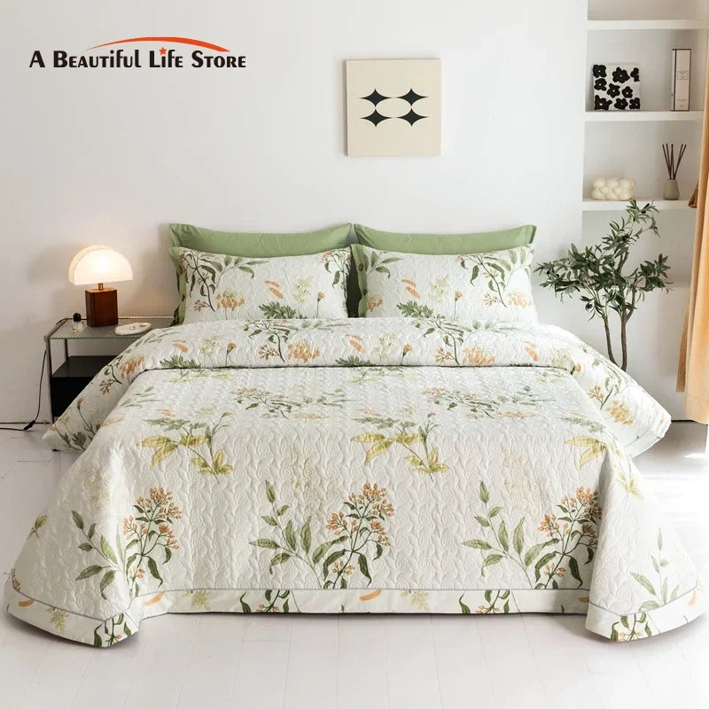 DecorBites™ Cotton Quilted Bedspread Bed Cover Set for Queen King Double Bed