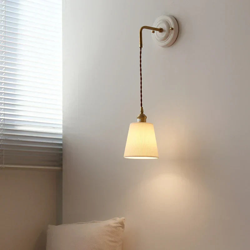DecorBites™ Adjustable LED Wall Sconce Lamp Stripe Ceramic Copper Mirror Bedside