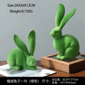 DecorBites™ Abstract Rabbit Figurines: Flocking Bunny Resin Art Decor Ornaments