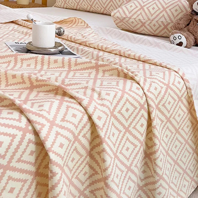 DecorBites™ Diamond Pattern Bed Sheet Set: High Quality Polyester, Breathable Cool Mat for Summer