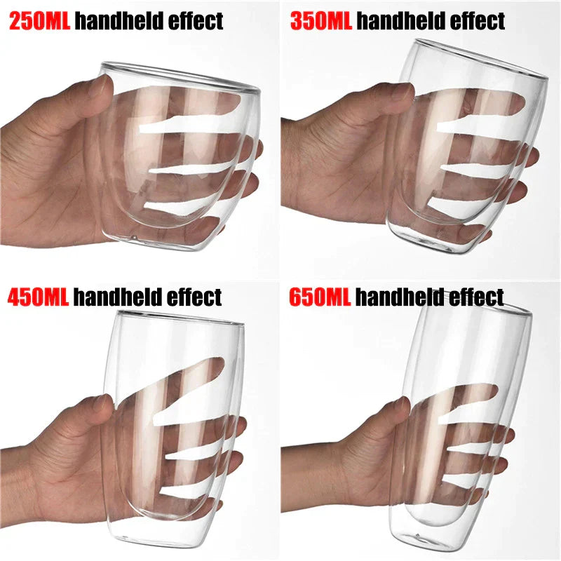 DecorBites™ Glass Coffee Mug with Heat Resistant Handle – Bar Drinkware Cup