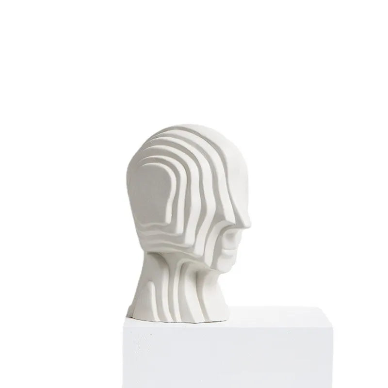 DecorBites™ Geometric Ceramic Head Sculpture | Golden Alien Figurine