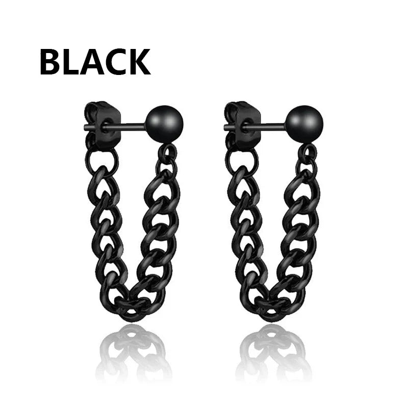 Punk Stainless Steel Stud Earrings Set | Unisex Hip Hop Piercing Jewelry