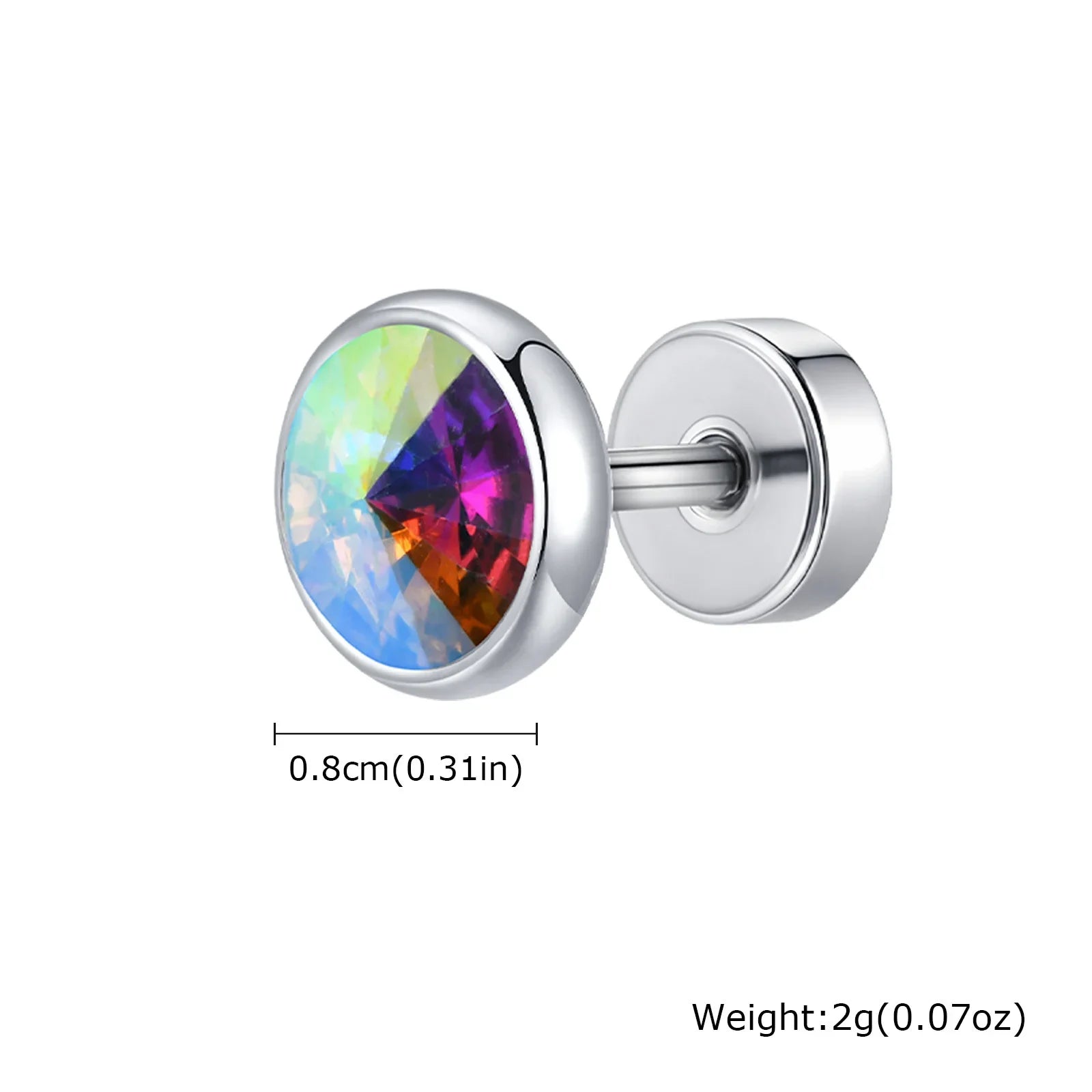 Stainless Steel Men’s Earrings | 8mm Multi-Faceted Screw Back Stud