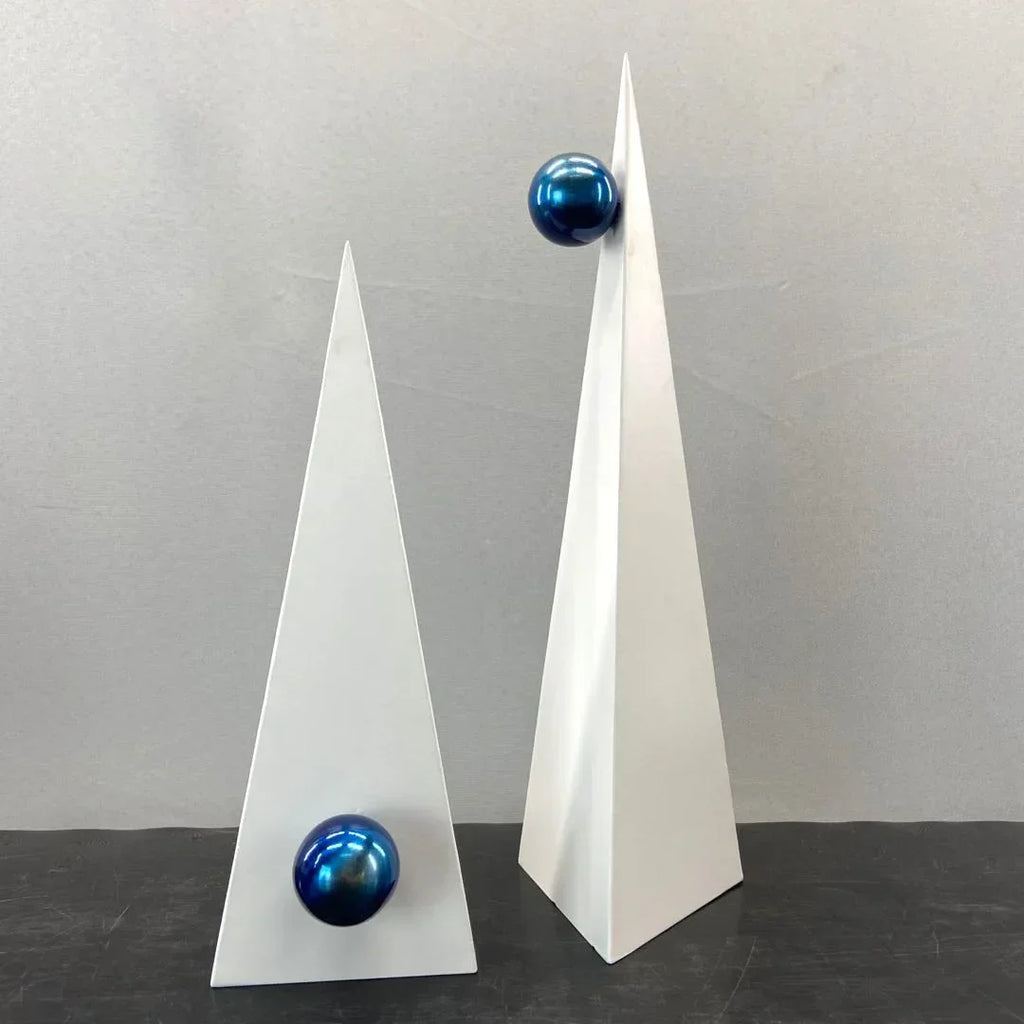 DecorBites™ Geometric Triangle Blue Ball Ornament: Abstract Decorative Figurine