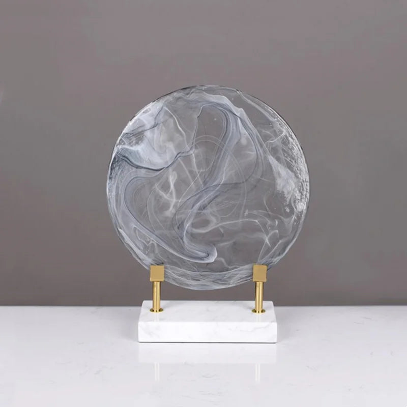 DecorBites™ Geometric Disk Marble Clear Glass Cake Craft Home Decor Figurines