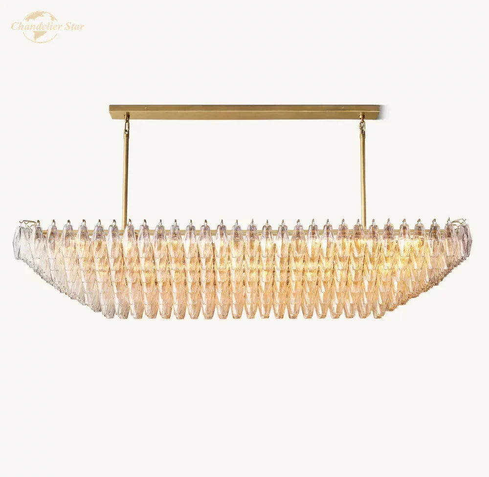 DecorBites™ Black Chiara Chandelier Clear Glass Rectangular Pendant Light for Modern Living Room Kitchen