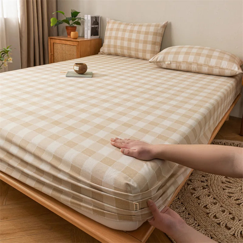 DecorBites™ Coarse Cloth Prue Cotton Queen Fitted Sheet Set with Pillowcases