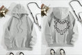 Cat Heart Print Hoodie