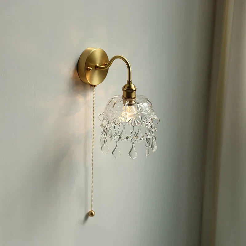 DecorBites™ Crystal Glass LED Wall Light with Pull Chain Switch, Nordic Modern Design