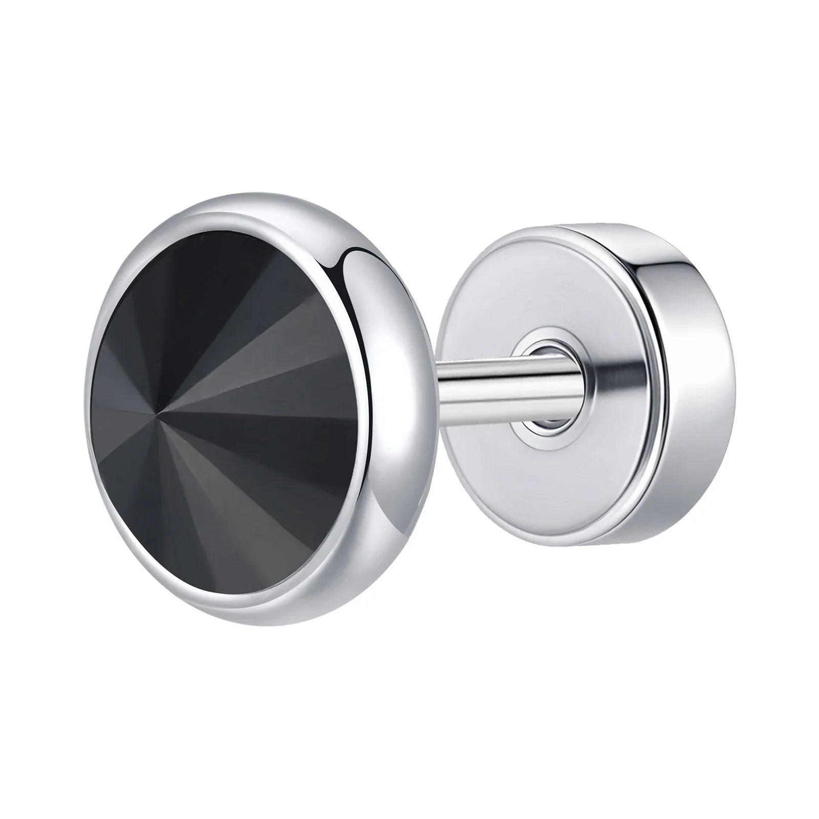 Stainless Steel Men’s Earrings | 8mm Multi-Faceted Screw Back Stud