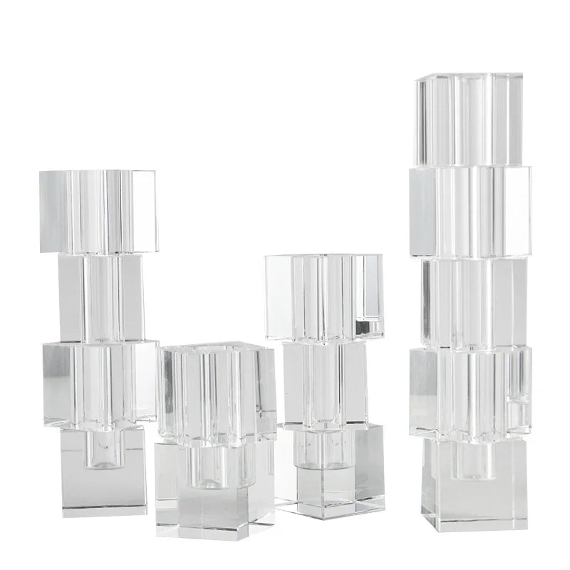 DecorBites™ Geometric Glass Vase Stack for Home Decor & Flower Arrangement