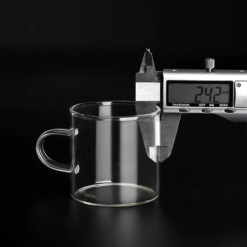 DecorBites™ Glass Handle Coffee Cup Set, Cold & Low Temp Resistant, Transparent Tea Cups