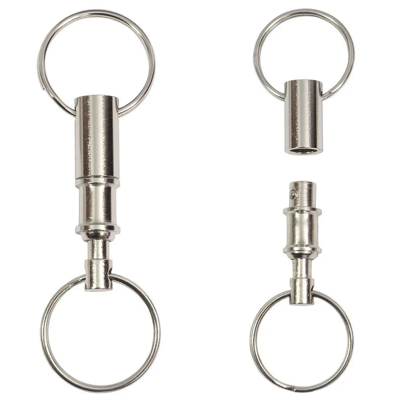 Detachable Key Ring with Snap Lock | Steel Chrome Keychain Holder