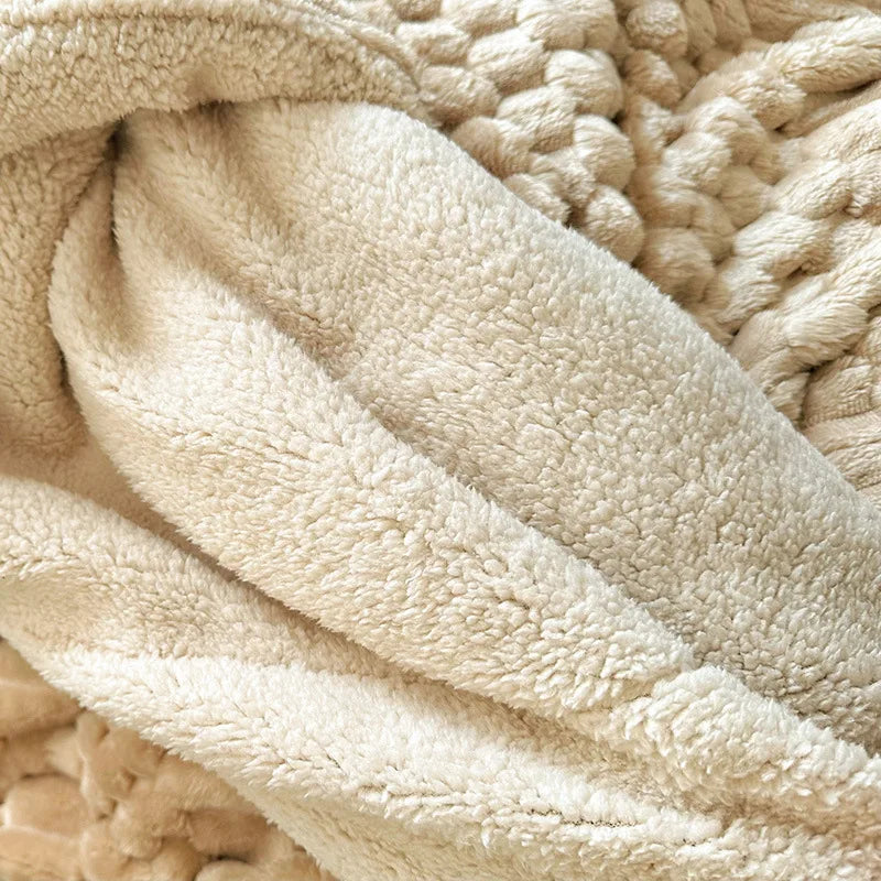 DecorBites™ Double-Layer Lamb Plush Throw Blanket for Home and Travel
