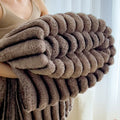 DecorBites™ Dark Faux Rabbit Plush Blanket: Super Soft Comforter for Office Napping and Bed
