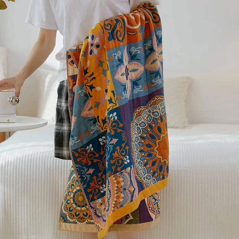DecorBites™ Cotton Gauze Bath Towel - Soft & Absorbent Ethnic Style Wrap