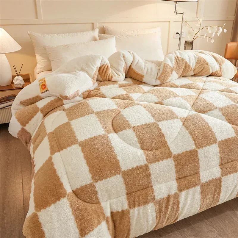 DecorBites™ Cozy Checkerboard Cashmere Weighted Blanket for Ultimate Winter Warmth