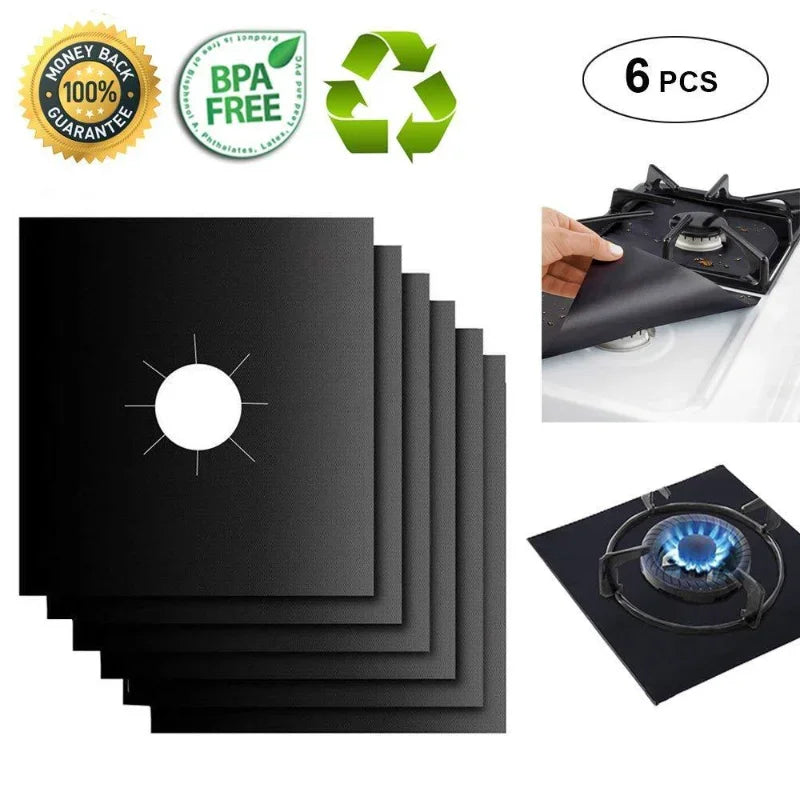 DecorBites™ Gas Stove Surface Protector 6-Pack, 27cm, Washable, Oil Resistant