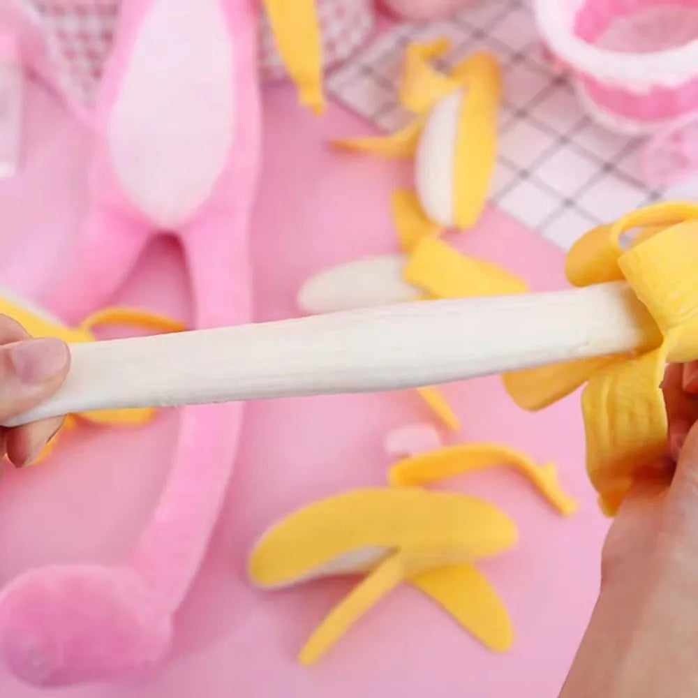 Peeled Banana Stress Ball | Cute Fruit Squishy Fidget Toy for Anxiety Relief
