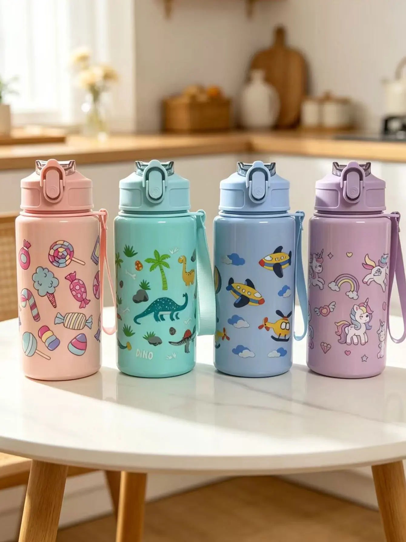 Cartoon Printed Straw Cup | BPA Free Plastic Water Bottle 500ml